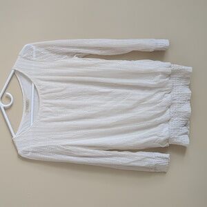 18" Pit-to-pit Moda Ladies Ivory Lace Long Sleeve Top Boho Bohemian Shirt